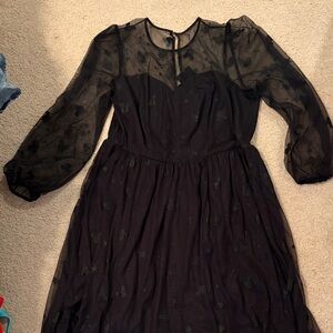 Torrid Black Sheer Long Sleeve Dress